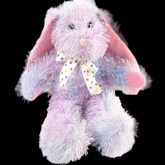 PLUSH APPEAL Bunny Rabbit 12" Pink Blue Eyelash-Yarn Long Ears Stuffed Easter - Picture 1 of 8